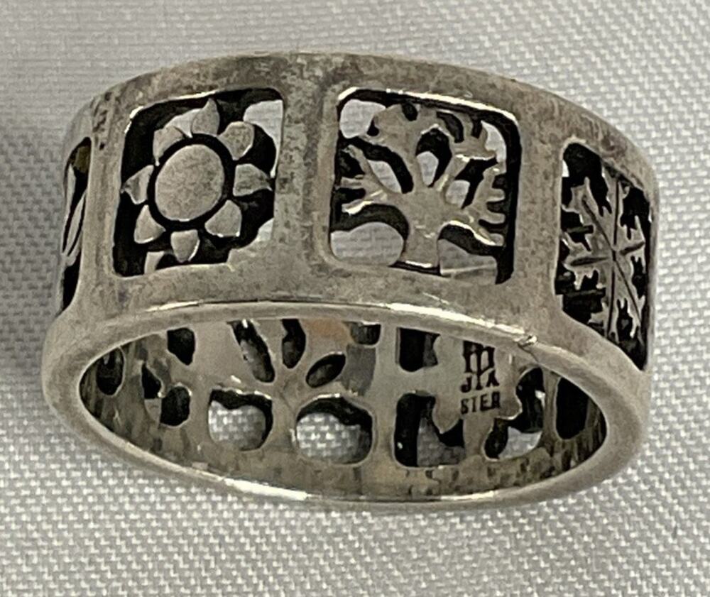 Retired James Avery 4 Seasons Sterling Silver Band Ring size 5
